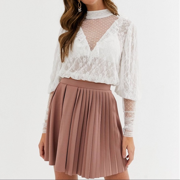 ASOS Tops - Asos Design mixed lace ruffle puff sleeve top 14